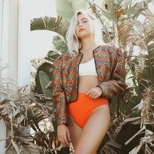 Vintage Metallic Cropped Blazer